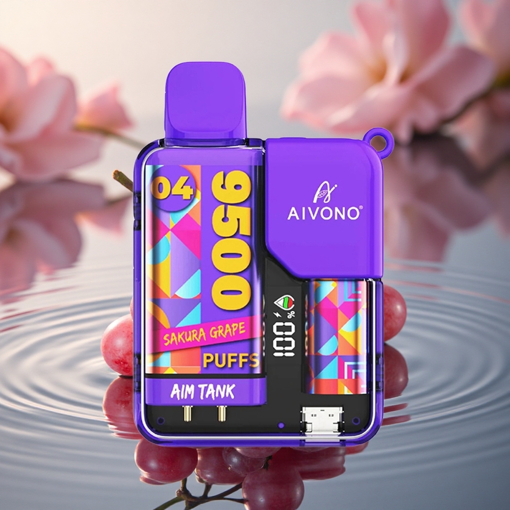 Aivono Aim Tank 9500 Puffs Sakura Grape 18ml LCD 650mAh