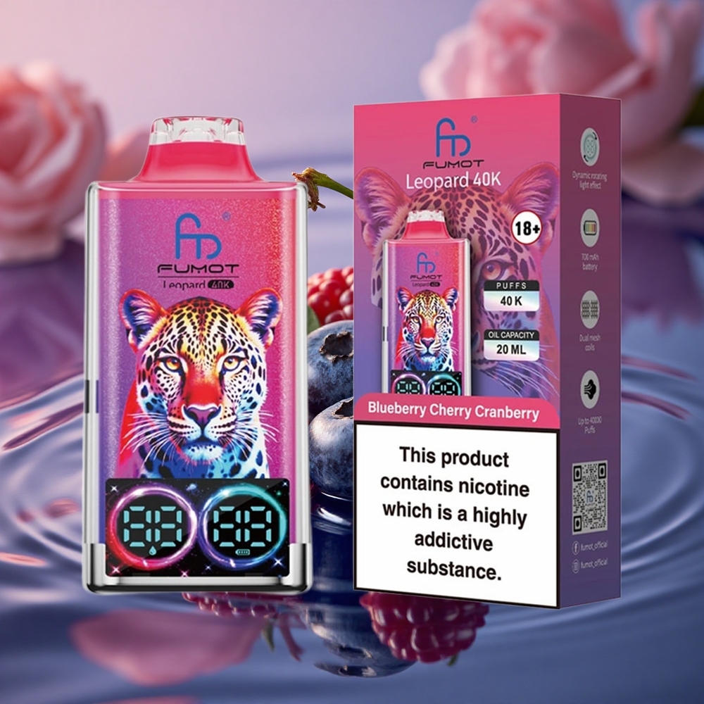 Fumot Leopard 40K Puffs Blueberry Cherry Cranberry Dual Mesh 5%