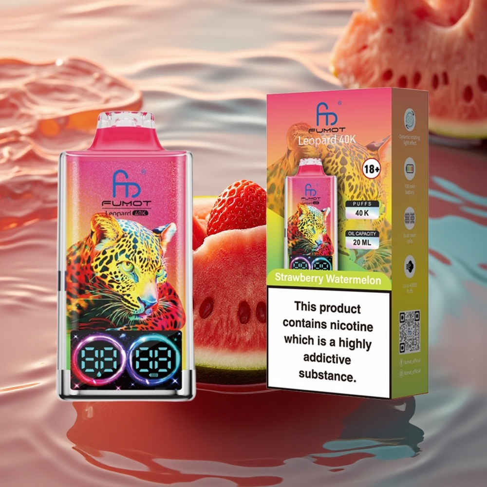 Fumot Leopard 40K Puffs Strawberry Watermelon Dual Mesh 5% Nicotine