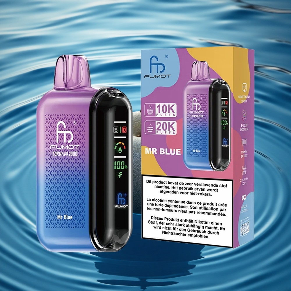 Fumot Tornado 20000 Puffs Blue Dual Mesh 20ml Smart Display