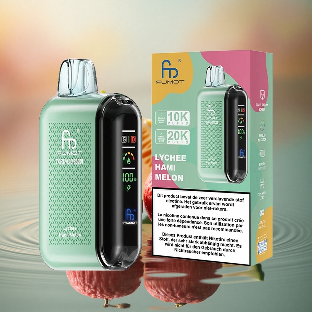 Fumot Tornado 20000 Puffs Lychee Hami Melon Dual Mesh Smart Display