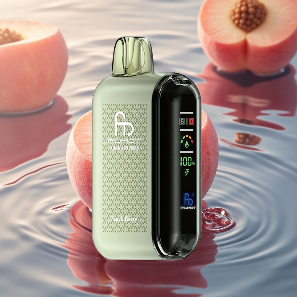 Fumot Tornado 20000 Puffs Peach Berry Dual Mesh Smart Display