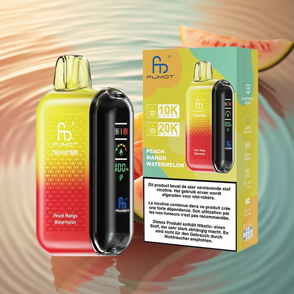 Fumot Tornado 20000 Puffs Peach Mango Watermelon Dual Mesh Airflow