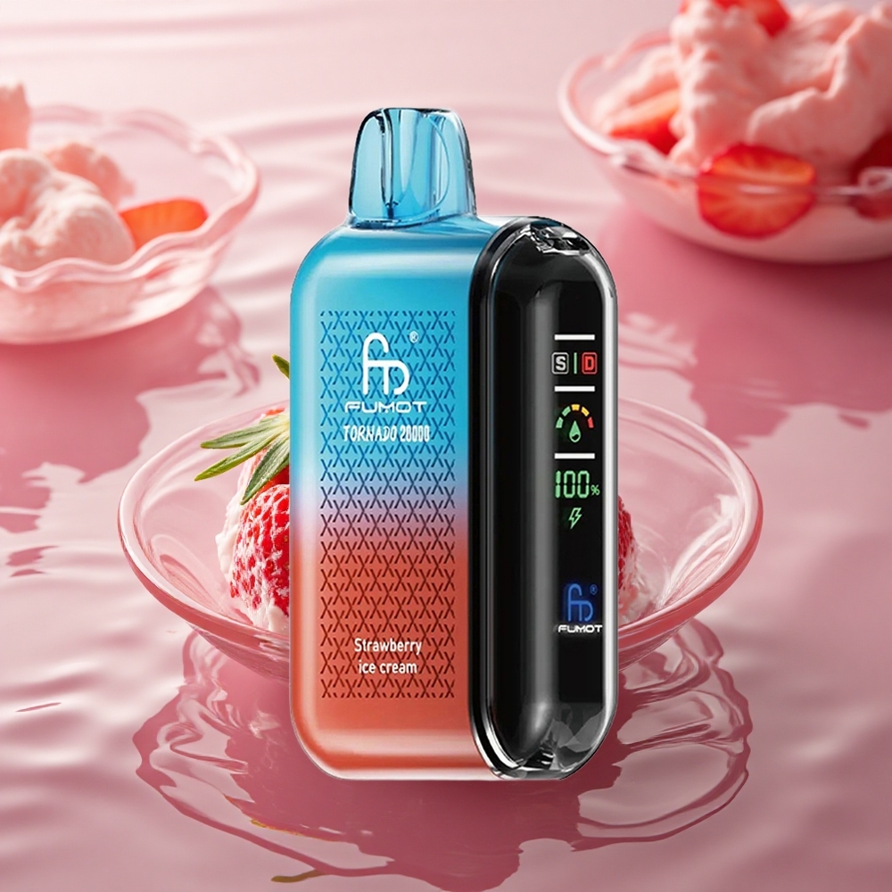 Fumot Tornado 20000 Puffs Strawberry Ice Cream Dual Mesh Smart Display