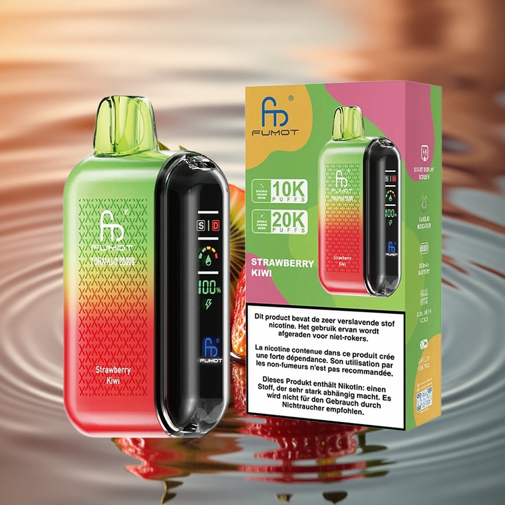 Fumot Tornado 20000 Puffs Strawberry Kiwi Dual Mesh Smart Display