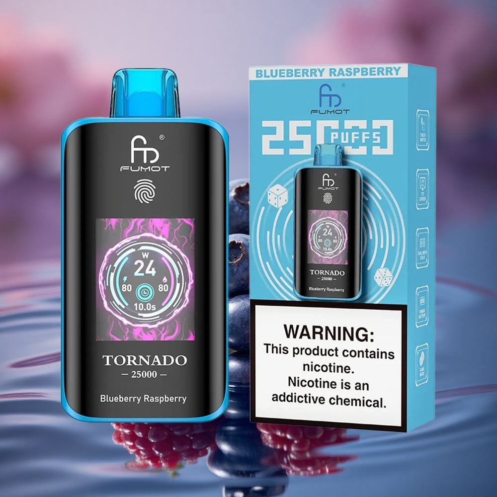Fumot Tornado 25000 Puffs Blueberry Raspberry HD Rechargeable 20ml