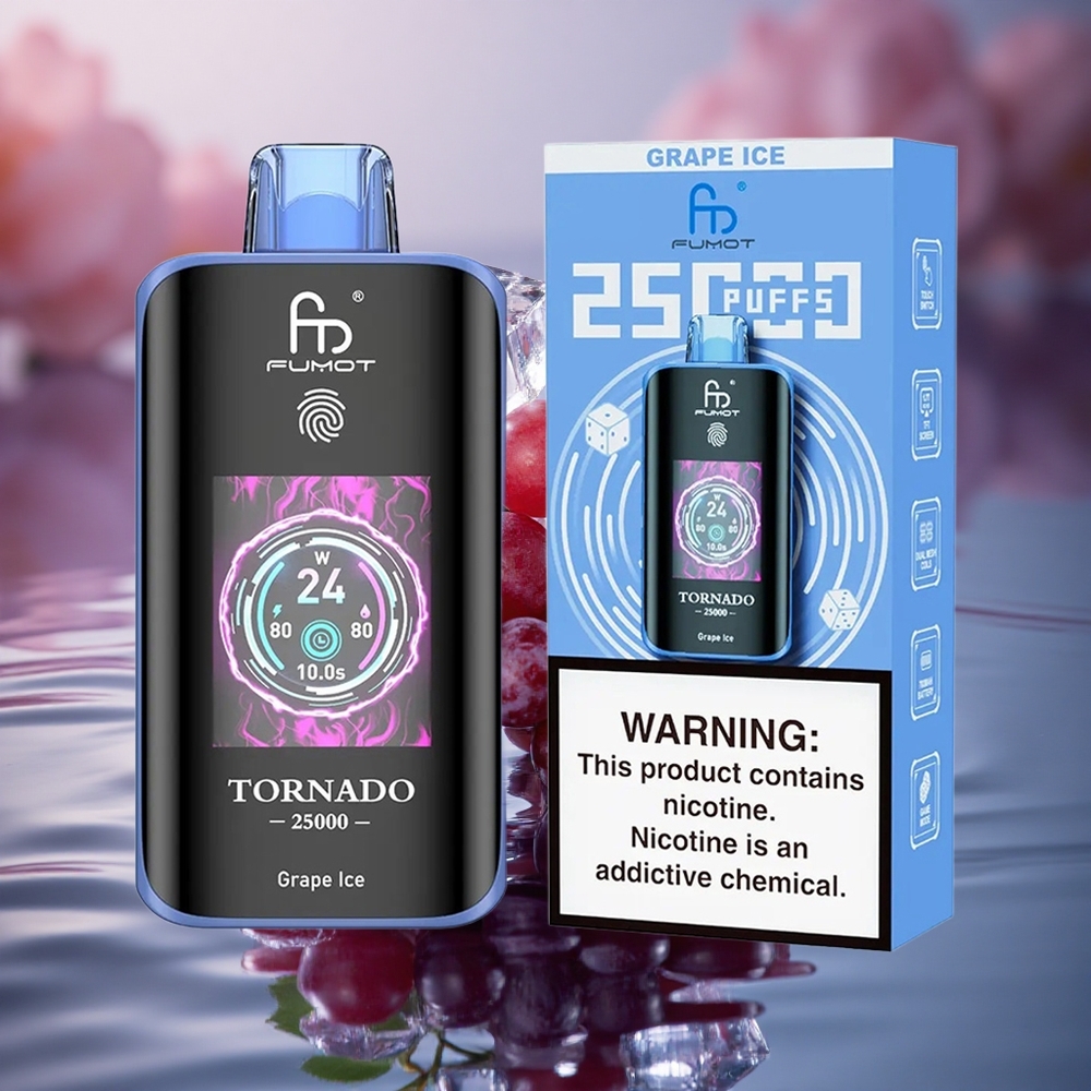 Fumot Tornado 25000 Puffs Grape Ice HD Screen 700mAh Type-C