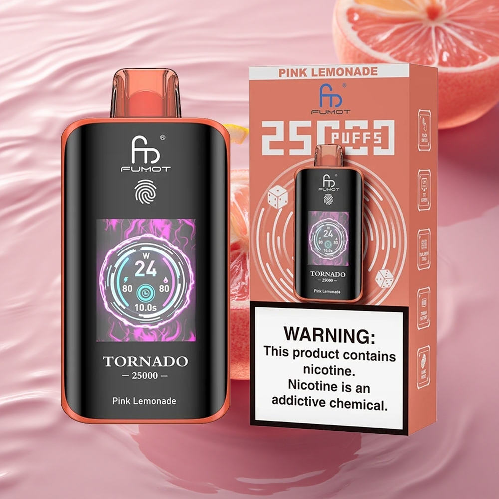 Fumot Tornado 25000 Puffs Pink Lemonade HD Rechargeable Pre-filled