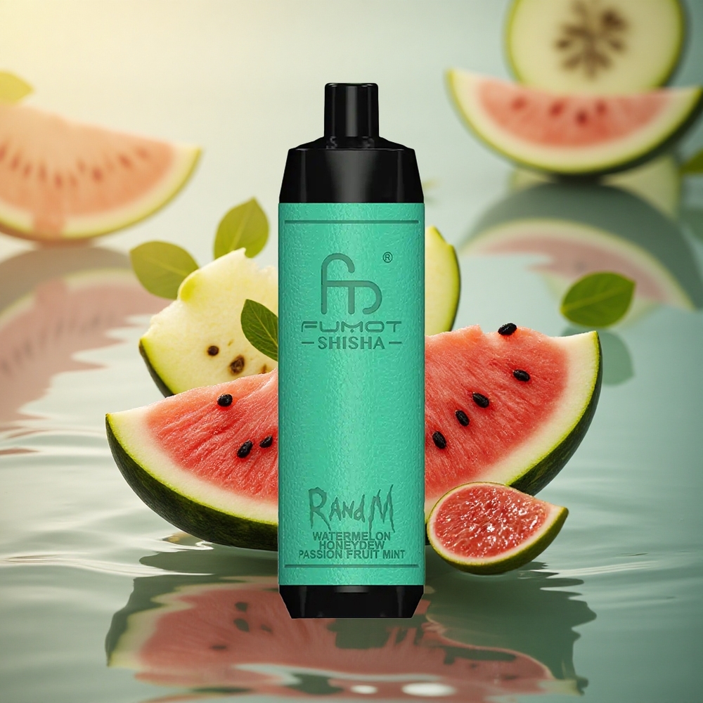 RandM Fumot Shisha 10000 Puffs Watermelon Honeydew Passion Fruit Mint with 18ml e-Liquid and 0.6ohm Mesh Coil