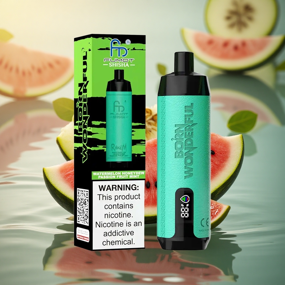 RandM Fumot Shisha 10000 Puffs Watermelon Honeydew Passion Fruit Mint with 18ml e-Liquid and 0.6ohm Mesh Coil
