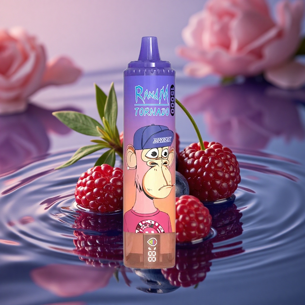 RandM Fumot Tornado 15000 Puffs Blueberry Cherry Cranberry 25ml Mesh LCD