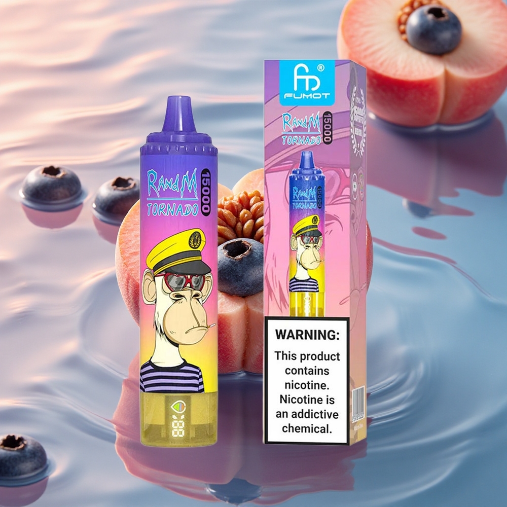 RandM Fumot Tornado 15000 Puffs Peach Blueberry Candy 25ml Mesh LCD