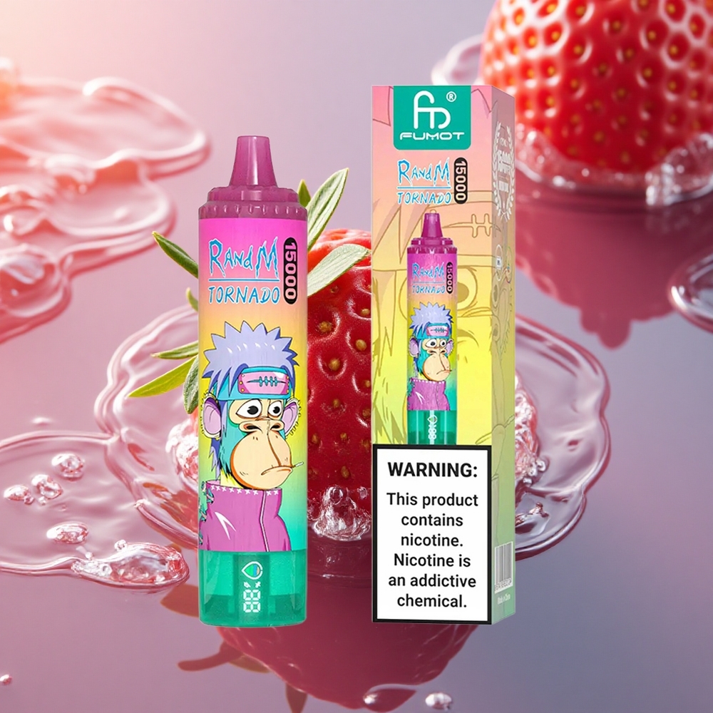 RandM Fumot Tornado 15000 Puffs Strawberry Ice Mesh LCD