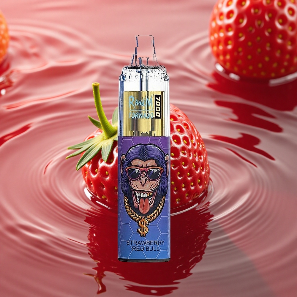 RandM Fumot Tornado 7000 Puffs Strawberry Mesh Red Bull