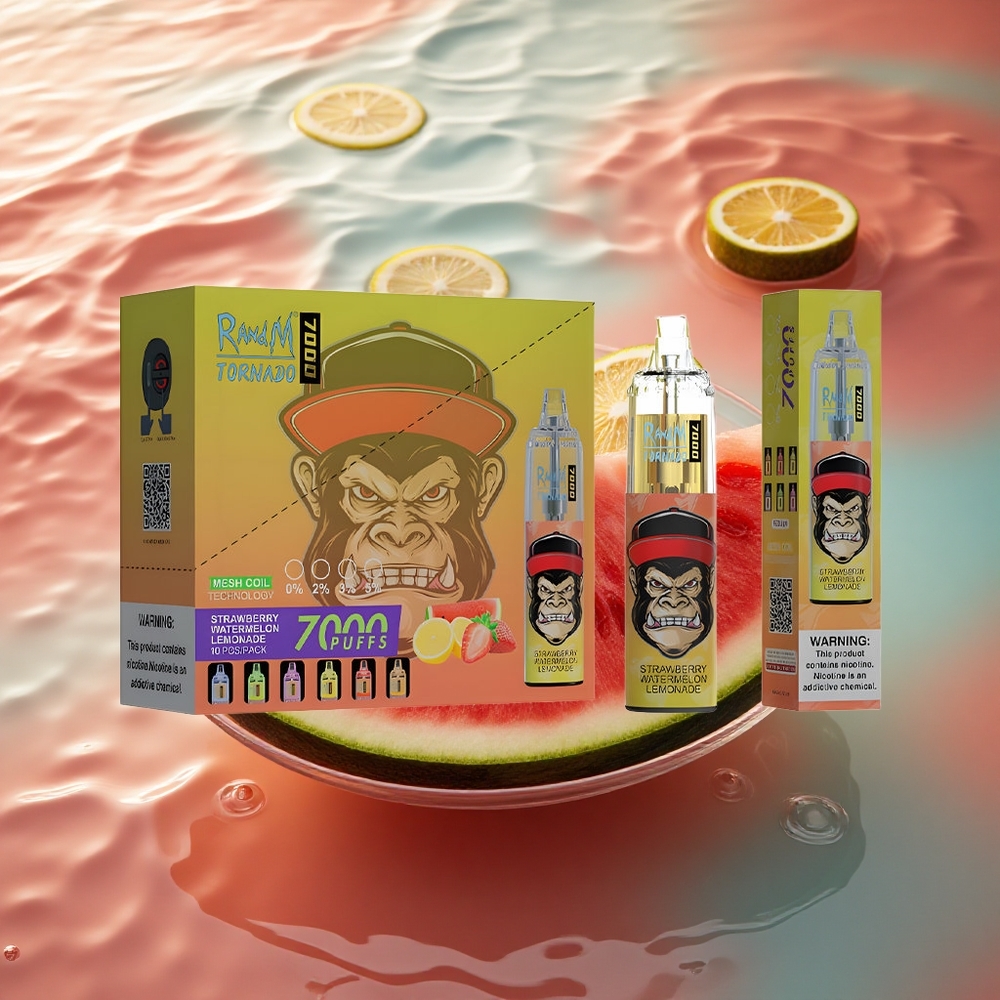 RandM Fumot Tornado 7000 Puffs Strawberry Watermelon Lemonade with Mesh Coil and RGB Light