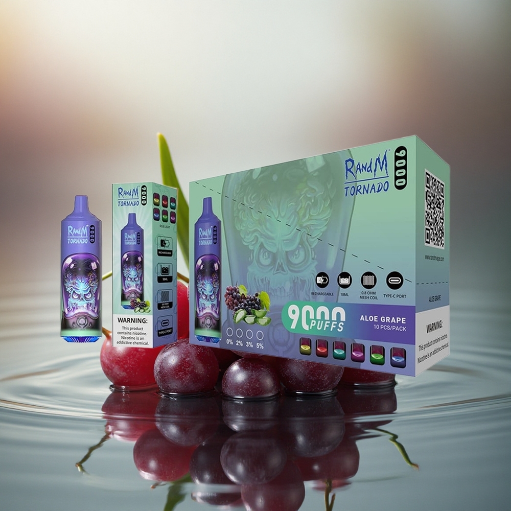 RandM Fumot Tornado 9000 Puffs Aloe Grape Mesh RGB 18mL