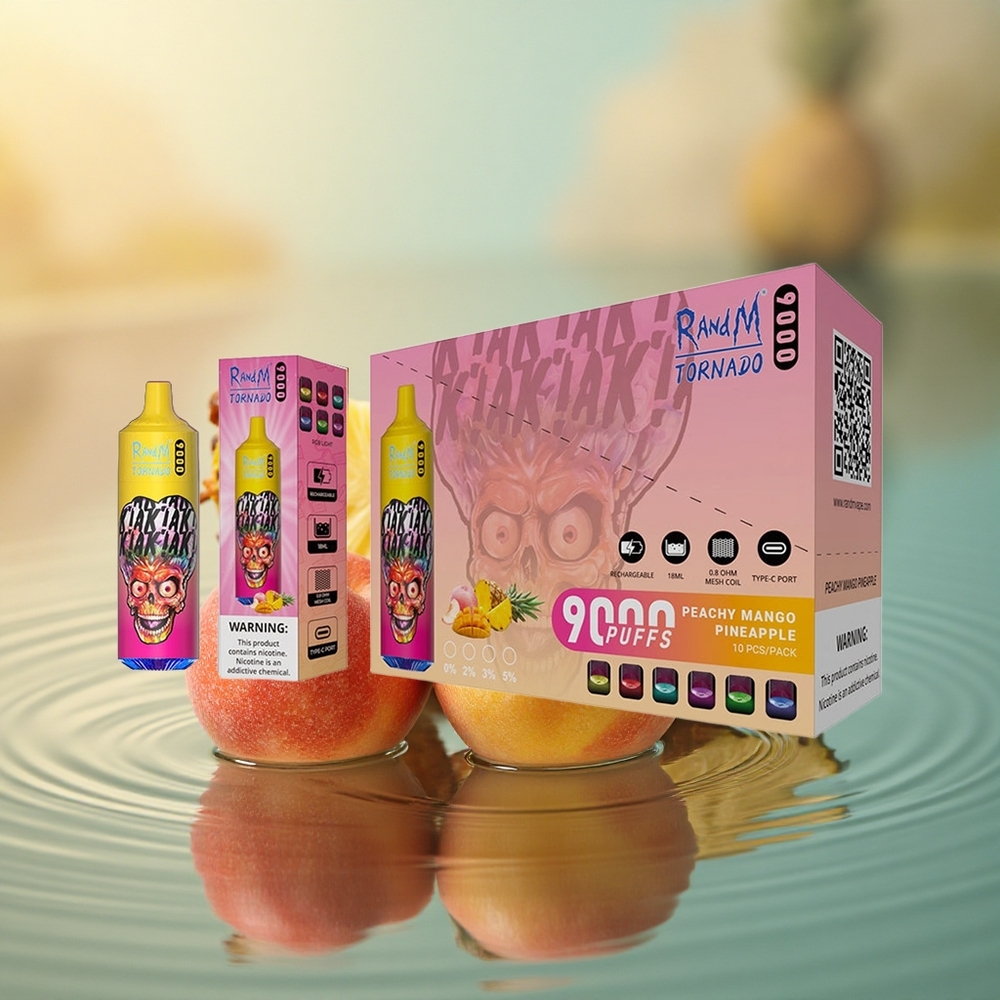 RandM Fumot Tornado 9000 Puffs Peachy Mango Pineapple RGB Mesh