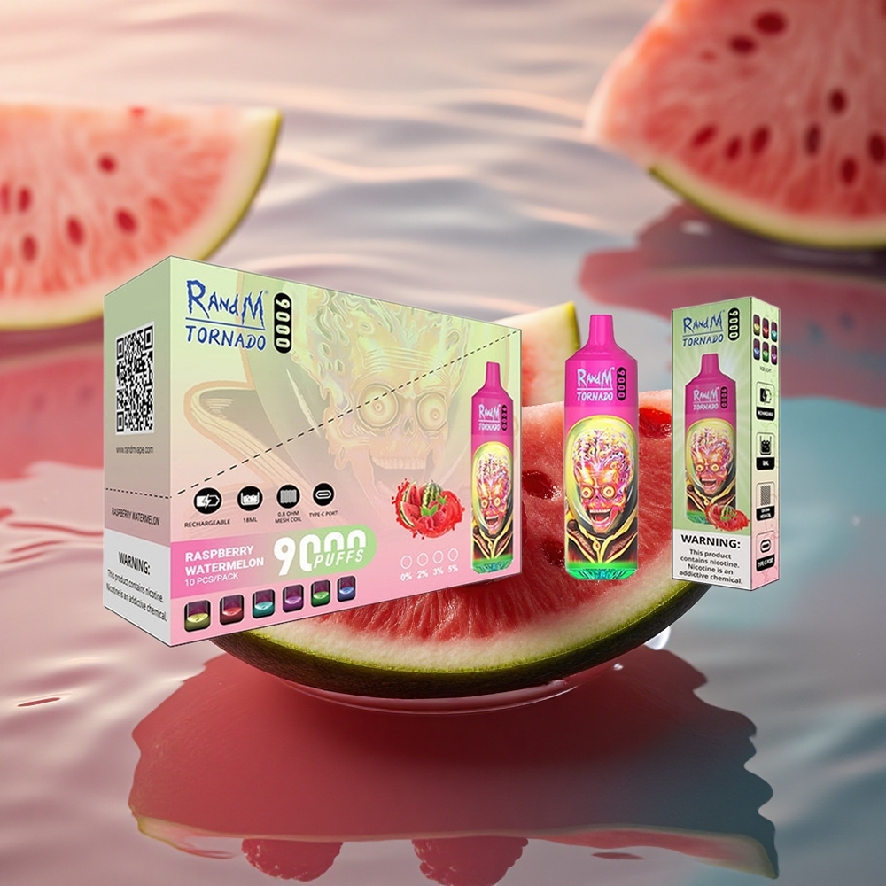 RandM Fumot Tornado 9000 Puffs Raspberry Watermelon Mesh RGB 9000