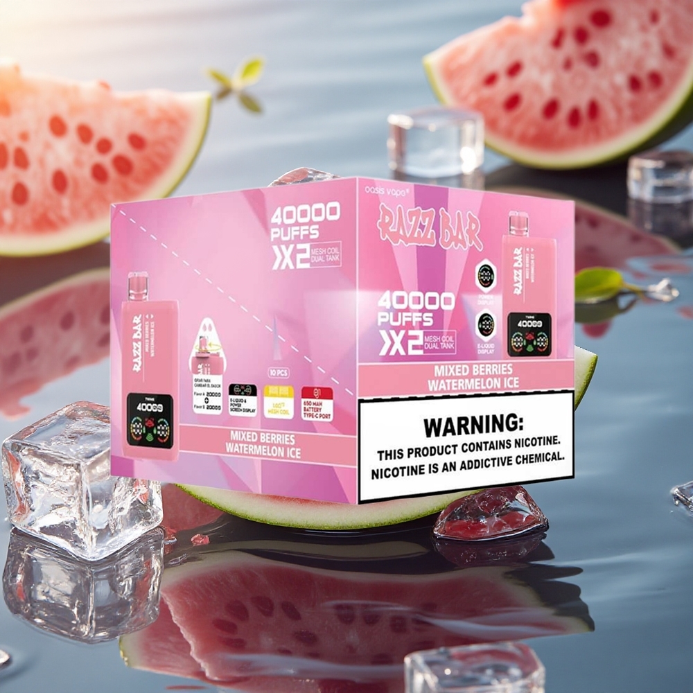 Razz Bar 40000 Puffs Mixed Berries - Watermelon Ice with 5% Nicotine & Mesh Coil