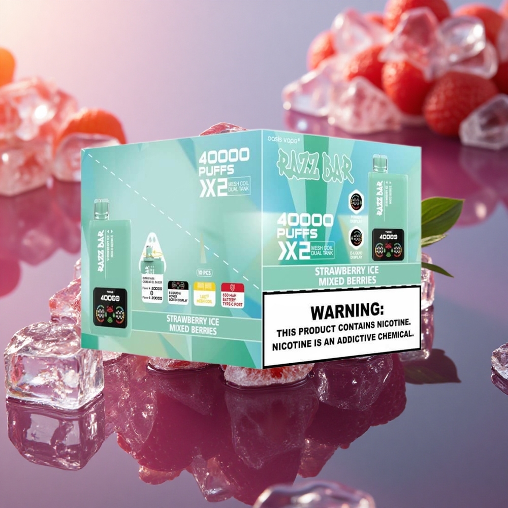Razz Bar 40000 Puffs Strawberry Ice - Mixed Berries with Type-C & 5% Nicotine