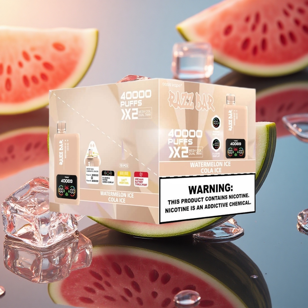 Razz Bar 40000 Puffs Watermelon Ice - Cola Ice with Power Screen & 1.0Ohm Mesh Coil