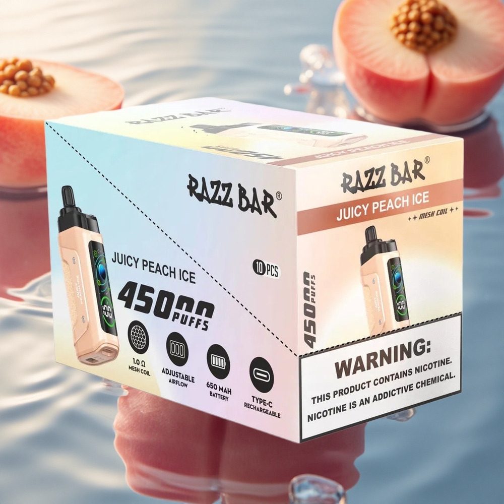 Razz Bar 45000 Puffs Juicy Peach Ice Mesh Rechargeable 20mg
