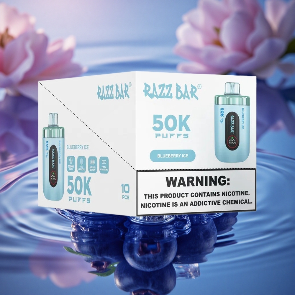 Razz Bar 50K Puffs Blueberry Ice Mesh 2% Rechargeable