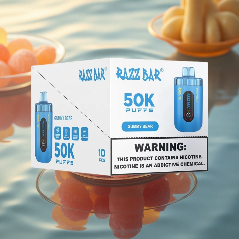 Razz Bar 50K Puffs Gummy Bear Mesh 2% Rechargeable