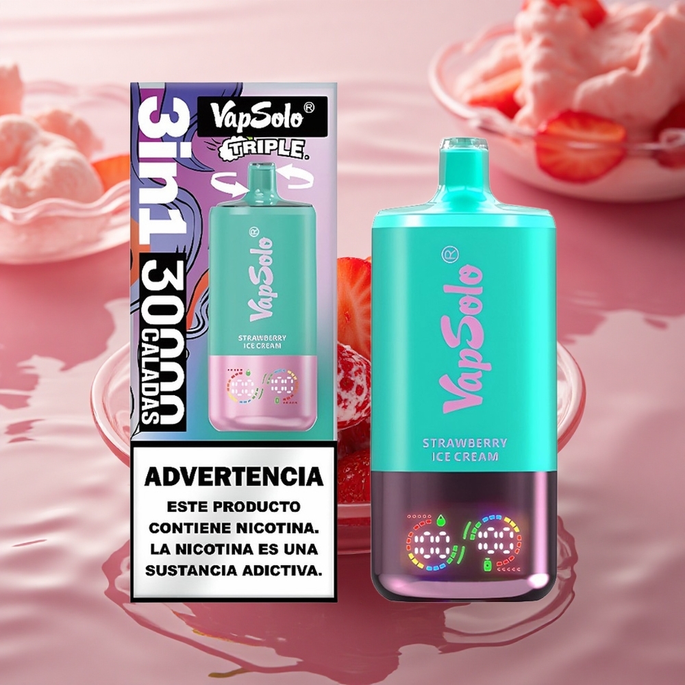 Vapsolo Triple 30000 Puffs Strawberry Ice Cream 40ml Type-C Triple