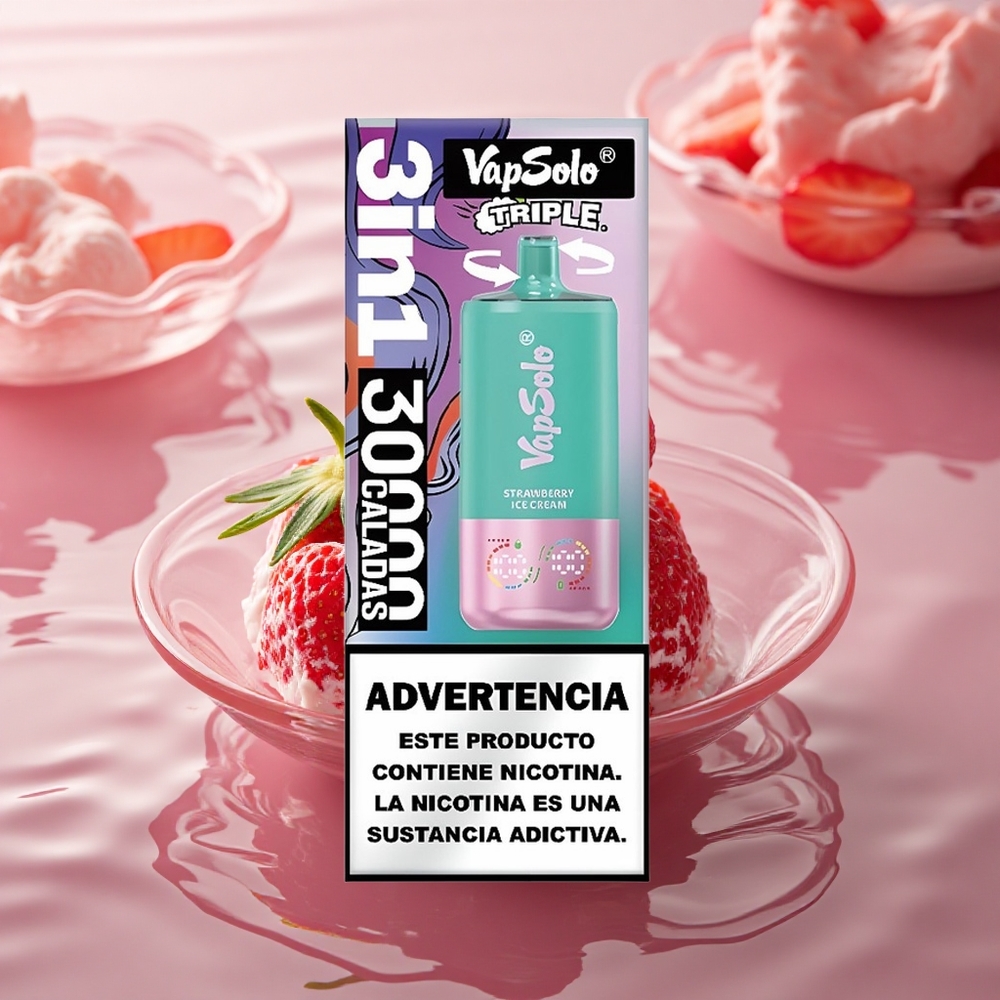 Vapsolo Triple 30000 Puffs Strawberry Ice Cream 40ml Type-C Triple