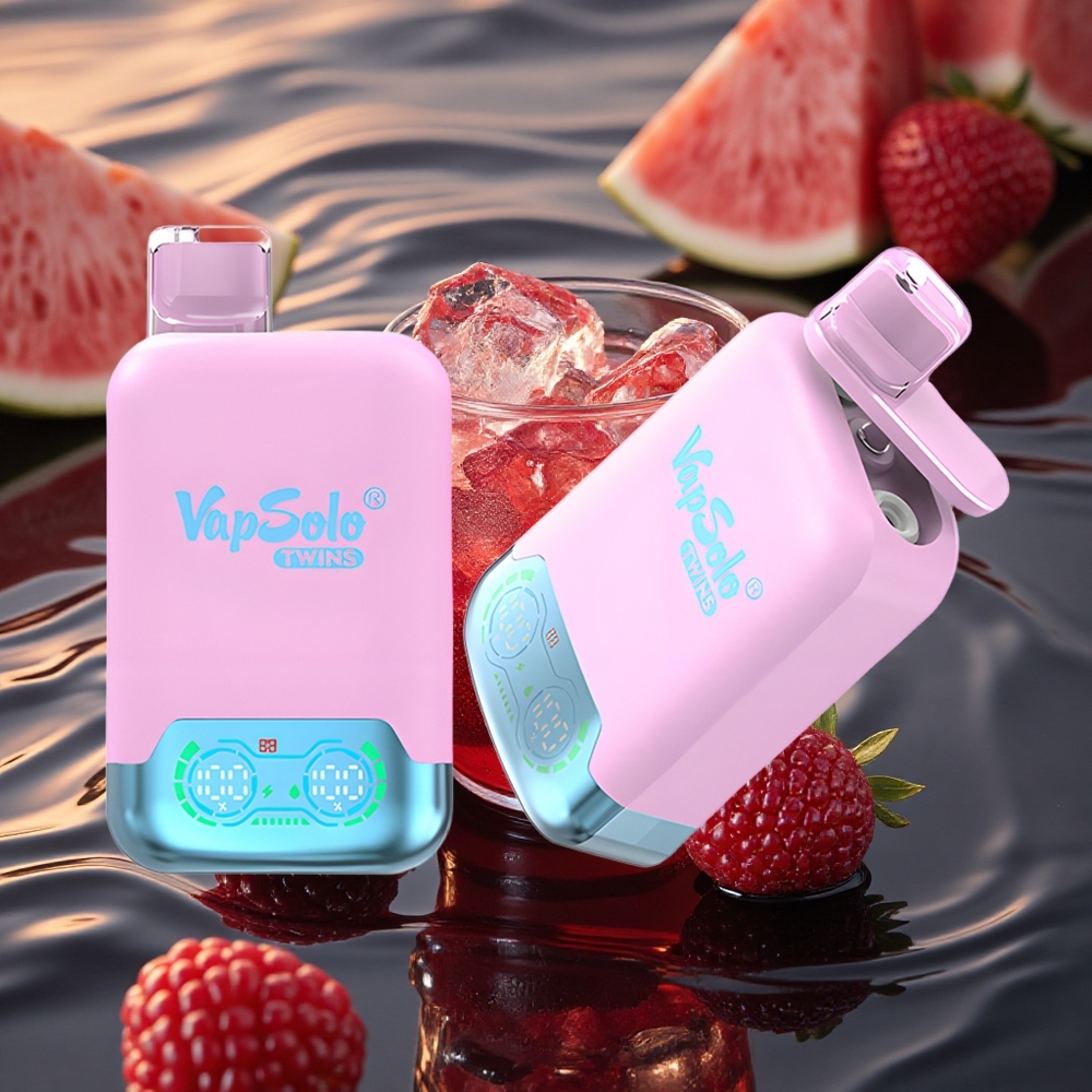 Vapsolo Twins 20000 Puffs Black Ice Dragon Fruit Strawberry & Raspberry Watermelon with 40ml E-Liquid Twin Tank