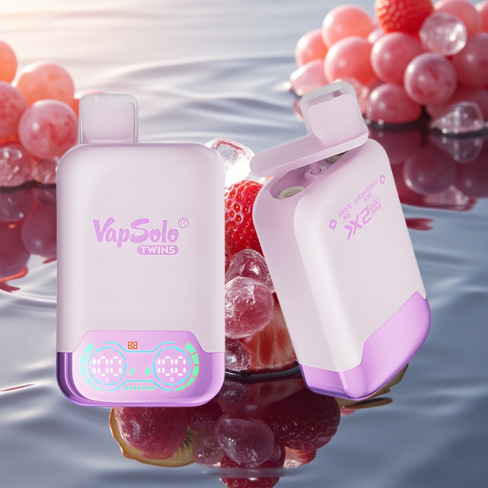 Vapsolo Twins 20000 Puffs Grape Ice & Strawberry Kiwi Dual Tank Type-C 20000 Puffs