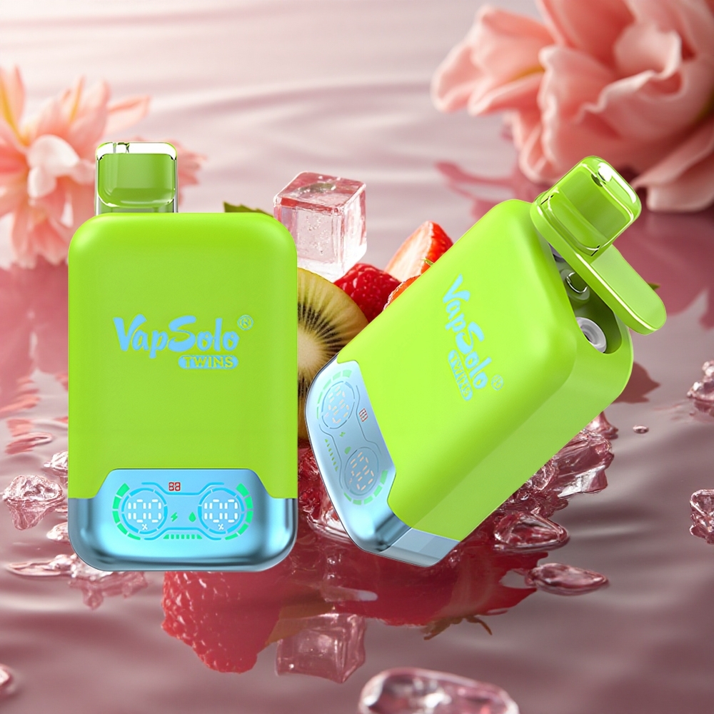 Vapsolo Twins 20000 Puffs Strawberry Kiwi & Strawberry Raspberry Cherry Ice 40ml Type-C Dual Tank