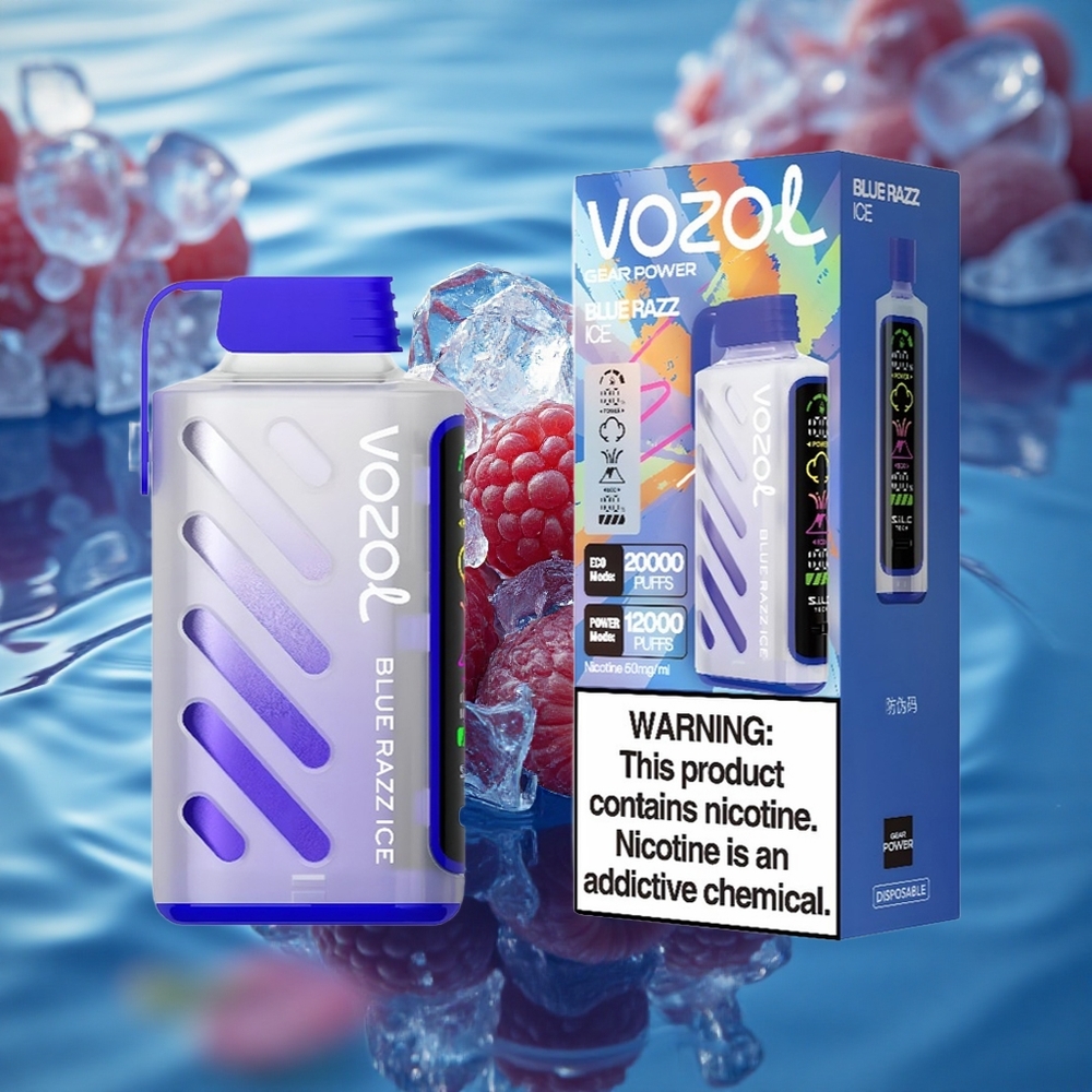 VOZOL Gear Power 20000 Puffs Blue Razz Ice Dual Mesh 20mL