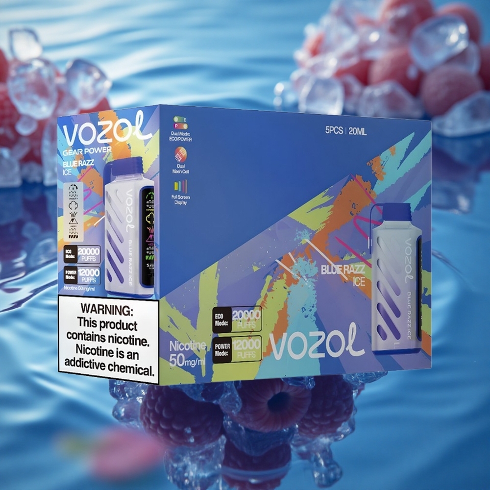 VOZOL Gear Power 20000 Puffs Blue Razz Ice Dual Mesh 20mL