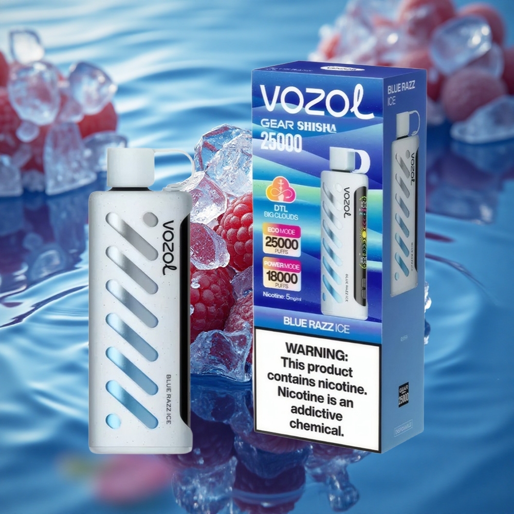 VOZOL Gear Shisha 25000 Puffs Blue Razz Ice Dual Mesh 5mg