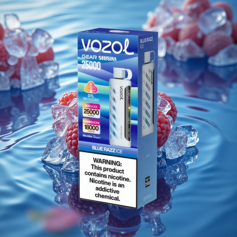 VOZOL Gear Shisha 25000 Puffs Blue Razz Ice Dual Mesh 5mg