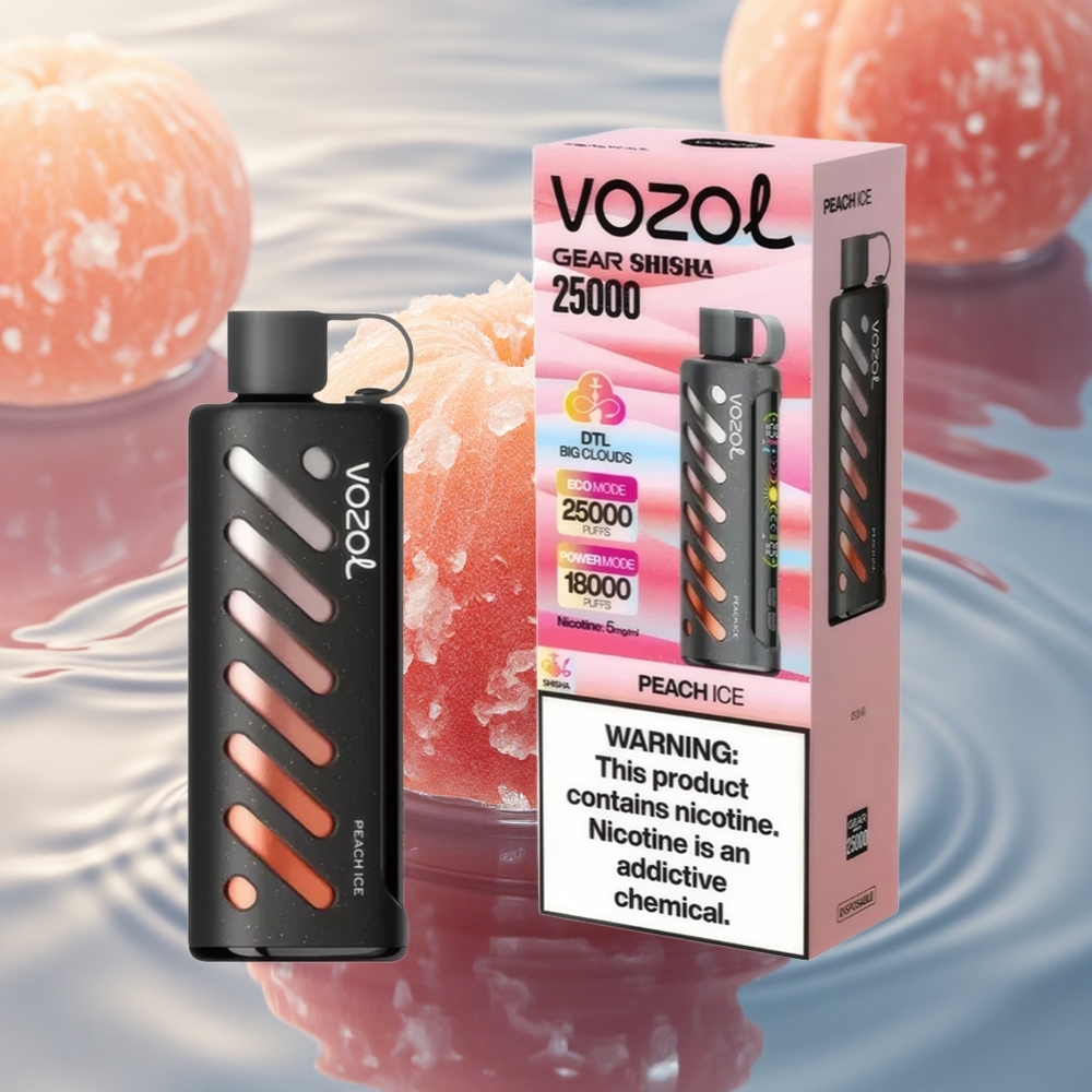 VOZOL Gear Shisha 25000 Puffs Peach Ice Dual Mesh Delight
