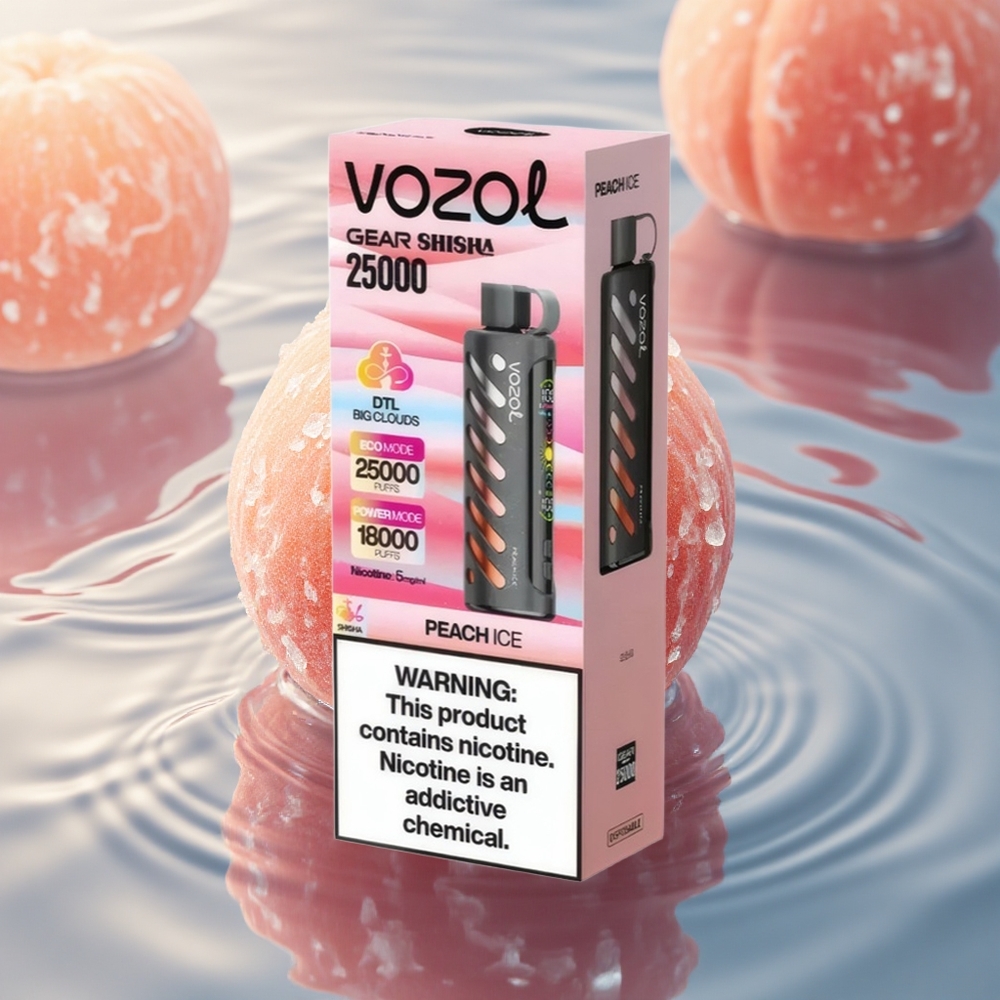 VOZOL Gear Shisha 25000 Puffs Peach Ice Dual Mesh Delight